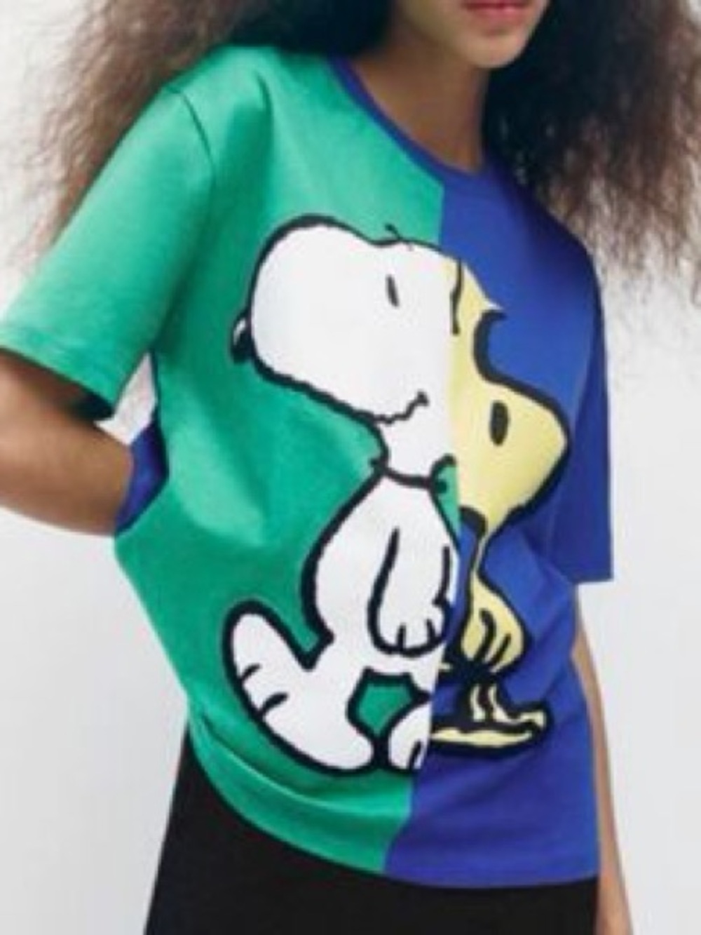 Zara x Peanuts Snoopy & Woodstock Colorblock Graphic Tee Size‎ Small